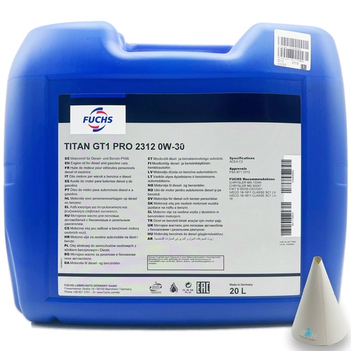 [601779893] FUCHS TITAN GT1 PRO 2312 0W-30 Can 20L